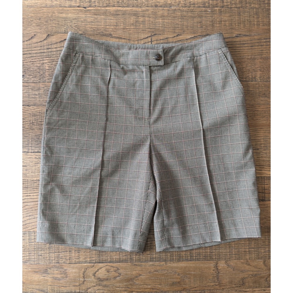 EP Pro Womens Glen Plaid Golf Shorts Brown Tan Size 4 Stretch Checkered Bermudas
